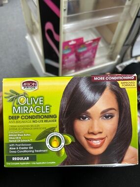 African Pride Olive Miracle Deep Conditioning No Lye Relaxer~Regular~1 Kit~NEW